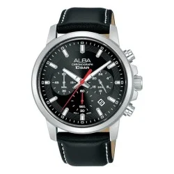 Alba 42Mm Active Men's Watch, Analog, Leather Strap - Black